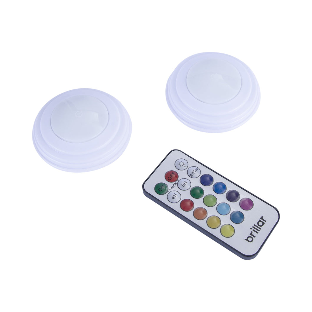 Remote Controlled Colour Changing Puck Lights 2pk - Living Today