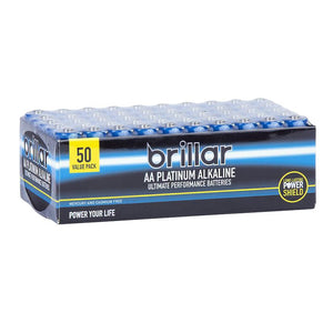 Brillar AA Platinum Alkaline Batteries 50 Pack