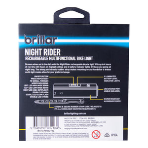 Brillar Night Rider - 300 Lumen Rechargeable Multifunctional Bike Light